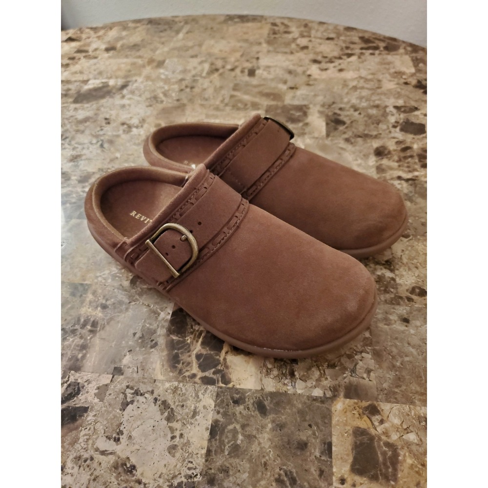 Waco Siesta Southwest Revitalign Orthotic Suede Clog Buckle Sz 7 Brown‎ Comfort